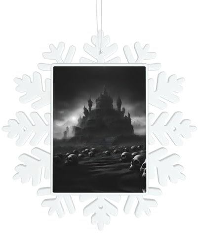 Schwarze und weiße Totenköpfe 1 Druck Weihnachten Schneeflocke Dekoration, Winter Weihnachtsbaum Urlaub Neujahr Baumschmuck