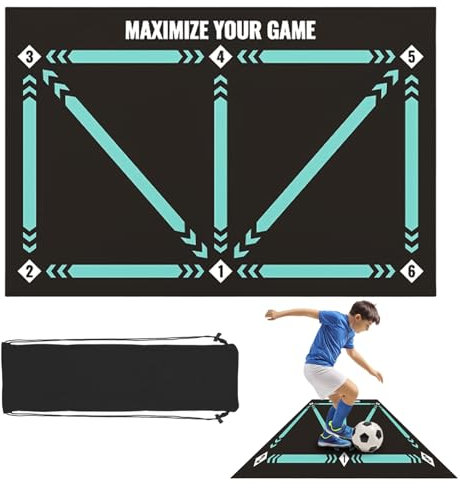 MEYAGOT Fußball Schritt Trainingsmatte, 60x90cm Fussball Trainingsmatte, Ballkontrolle Trainingsmatte, Stoßdämpfende Fussball Matte Ballkontrolle Fussballmatte Geschenke Für Fußballliebhaber