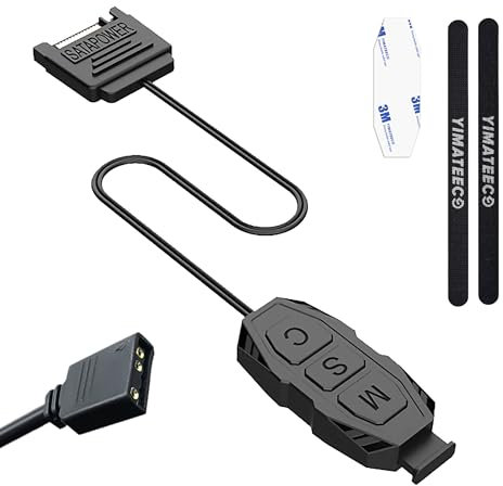 YIMATEECO ARGB Controller Built-in Light Mode 5V 3-Pin ARGB Controller Manually Addressable SATA Power Supply for Motherboards without 5V ARGB, DIY ARGB Fans, Light Strips, Lighting Board,Etc