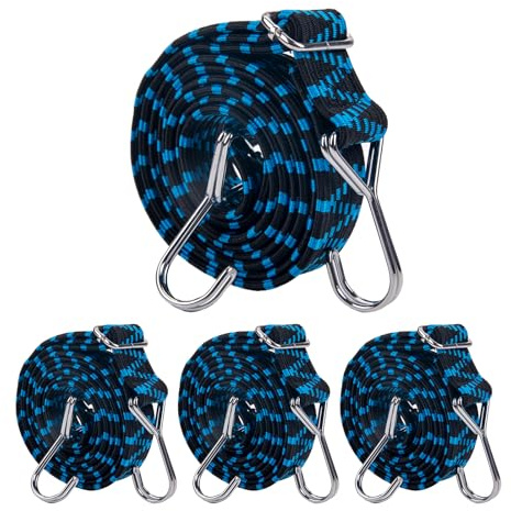 Spanngummi Mit Haken, 4er-Set Expander Mit Haken 200cm, Spanngurte Mit Haken, Gummispanner Mit Haken, Gummiband Mit Haken, Gummibänder Mit Haken, Spanngurt Mit Haken, Fahrrad Gummispanner(Blau)