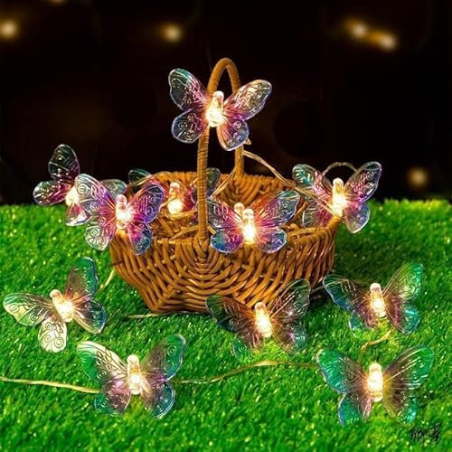 SUAVER 80 LED Schmetterling Lichterkette, batteriebetrieben, niedliche Schmetterlings-Lichterkette, Innen- und Außenbereich, dekorative Lichter für Zuhause, Schlafzimmer, Garten, Hochzeit, Party,