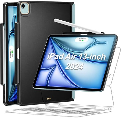 Magic-Keyboard kompatible Hülle für iPad Air-13 – Hüllen mit Stifthalter für Smart Keyboard Folio 2024 M2 Air 13, ultradünn und schlank, (Tastatur nicht im Lieferumfang enthalten, Schwarz)
