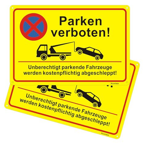 Acuxiaza 2 Stück Privatparkplatz Schild, 30x20cm Parken Verboten Schild, Aluminium Reflektierend Privatparkplatz Schilder, UV-beständig, Wasserfest, Rostfrei, mit Bohrlöcher, Gelb