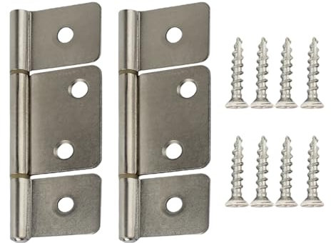 Screw Man Dreiblättriges Scharnier für Wohnmobil und Wohnmobil, Innenraum, Bifold Türscharniere, Silber, 2 Stück, Türscharniere mit Schrauben