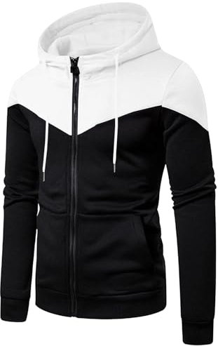 Sweatjacke Herren Stilvoller Slim Fit, Sale Übergangsjacke Lässige Modische, Kapuzenjacke Sport Patchwork Farbblockierung Lose Sport Warme Tasche Langarm Kapuzen Sweatshirt, Strickjacke Weich Bequem