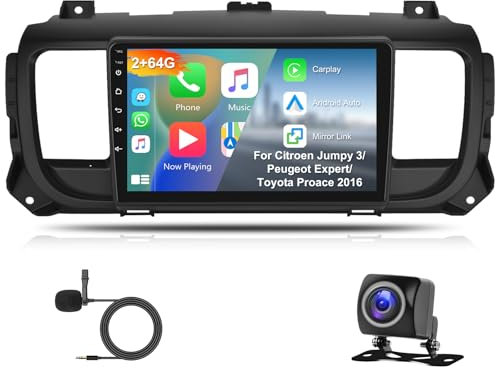 2G 64G Android Autoradio per Peugeot Expert/Toyota Proace/Citroen Jumpy 3 SpaceTourer 2016-2021 Radio Carplay Android Auto, Hodozzy 9 Pollici Touch Screen Navigazione GPS WiFi Bluetooth FM RDS 2 Din
