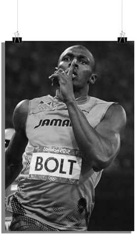 25 Artstreet Usain Boltposter - Schwarz-Weißposter - Sprint Kunstposter - Trackposter - Sportposter - Jamaikaposter - Historischesposter - Perfekt zum Einrahmen (50x70cm)