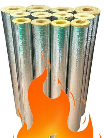 LRHELPBNR Tuyaux Calorifuges Anti-Gel Et Calorifuge, Coquille De Tube en Laine De Verre/Tuyau D'isolation en Papier D'aluminium en Laine De Roche(L 1M-48MM/1.9IN-30MM)