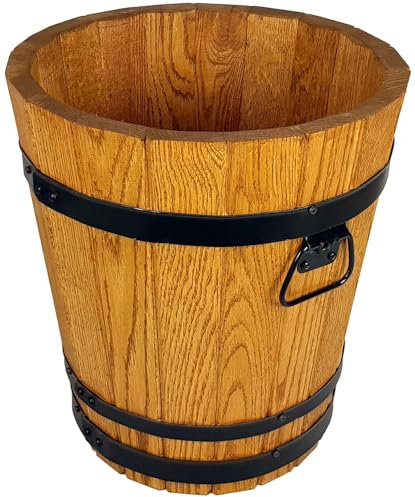 Premium Blumenkübel, Pflanzkübel Holz, rund, solide Blumentöpfe für draußen Garten, nachhaltige Blumentöpfe, kübel Eiche, Weinfass, Fass