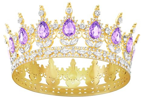 DRESHOW Volle Runde Mädchen Tiara Königin Krone Damen Brautkrone Diadem Kristall Barock Tiara Sparkly Strass Prinzessin Karneval Kopfschmuck für Hochzeit Prom Geburtstag Party