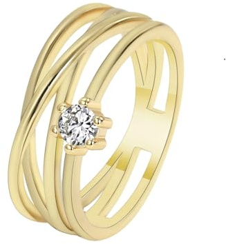 Beydodo Frauen Ring Gold Echt 750, Verlobungsringe Damen mit Moissanit Wickelring Trauringe Hochzeit Ring Nickelfrei Größe 58 (18.5)