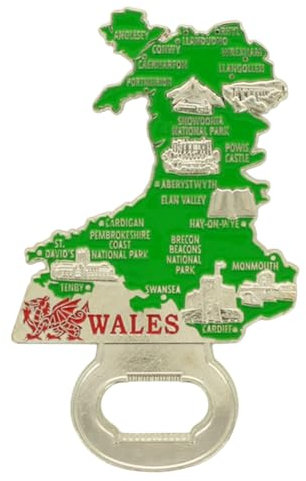 Wales Map Metal Bottle Opener Magnet | Dual-Purpose Souvenir with Welsh Map Design | Durable Fridge Magnet & Practical Bottle Opener | Great Gift for Tourists, Expats & Beer Lovers