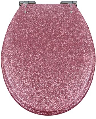 Giural Tapa WC En Forma De O, 36 * 42Cm Asiento De Inodoro De Cierre Suave, Con Liberación Rápida Para Una Fácil Limpieza, Montaje Superior, Tapa De WC De Resina,Rosado