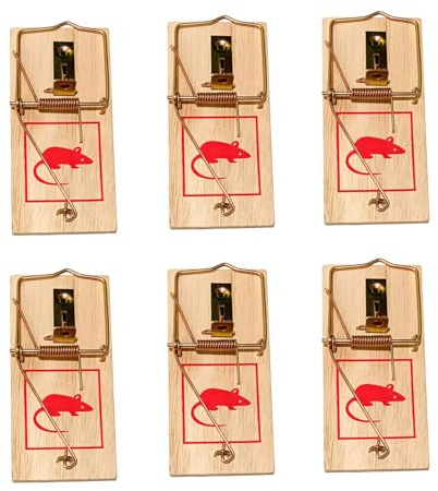 Mausefallen aus Holz 6er Pack, Wiederverwendbare giftfreie Mäusefalle und Rattenfalle für drinnen und draußen
