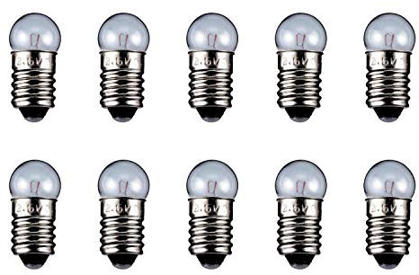 Kugelförmige Lampe Sockel E10 6,0 Volt 2,40 Watt 24mm klar,10er Pack