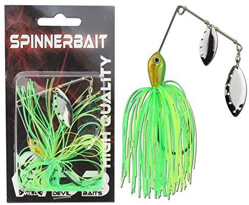 Angel-Berger Wild Devil Baits Spinnerbait Spinner Spin Jig Angelköder Barsch Hecht Zander (Green, 14g)