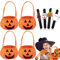 Halloween Kürbis Candy Bag,Jusduit 4 Stücke Halloween Süßigkeiten Tasche Kinder Betteltaschen Beutel Süßigkeit,Kürbis Sammeltasche mit Halloween Slap Armbänder,Trick or Treat Taschen für Halloween
