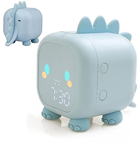VORRINC Kinder Lichtwecker, Dinosaurier Wecker Sonnenaufgangssimulator Wake Up Kinderwecker mit Timer Snooze Schlaftrainer, Wecker Digital für Mädchen Jungen Kinder, Geburtstagsgeschenk (Blau)