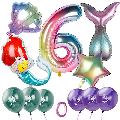 Meerjungfrau Geburtstag Deko Meerjungfrauen Luftballon 6 Jahre Geburtstagsdeko Mädchen Folienballon Zahlen 6 Meerjungfrau Thema Party Dekoration Kindergeburtstag