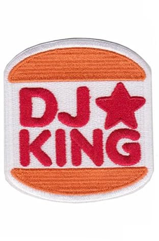 Patch Emblem bestickt, zum Aufbügeln - Patch Oldschool - dj dj king burger 78 x 85 mm
