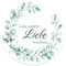 Lass unsere Liebe wachsen Aufkleber rund 4,5 cm - Hochzeit Sticker ideal für Blumensamen Gastgeschenk in vielen verschiedenen Designs (80x Stück, Eukalyptus)
