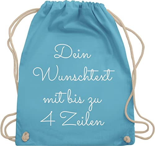 Turnbeutel Rucksack - Aufdruck selbst gestalten - Wunschtext I Geschenk personalisiert - Unisize - Hellblau - stoffbeutel kindergarten beutel wechselkleidung personalisierte bedrucken sportbeutel