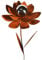 Bornhöft Gartenstecker Blume Metall Gartendeko Rost Edelrost rostiger Beetstecker 110cm Deko Rostfigur für den Garten mit Edelstahl Kugel (Rost Blume A)