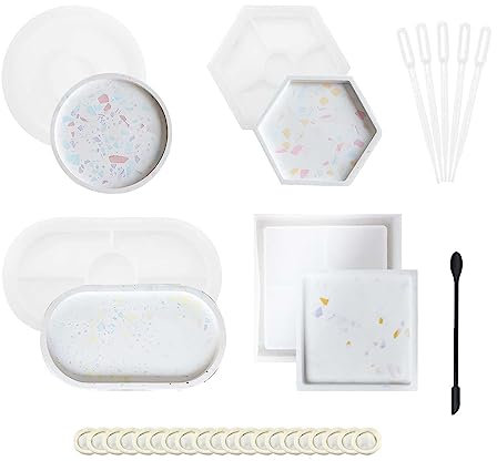SVOCK 4 Piezas Moldes Resina Epoxi, Moldes de Silicona para Manualidades de Silicona, Silicona para Hacer Moldes para Moldes de Arte, Bricolaje, Bandeja de Frutas, Manualidades, Decoración Del Hogar