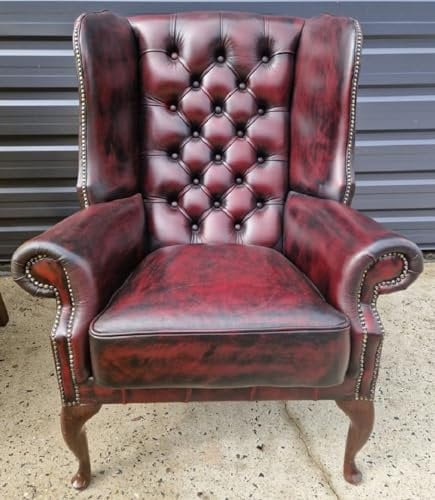 Casa Padrino Luxus Chesterfield Ohrensessel Weinrot/Schwarz/Dunkelbraun 80 x 80 x H. 110 cm - Echtleder Chesterfield Wohnzimmer Sessel - Wohnzimmer Möbel - Chesterfield Möbel - Luxus Möbel