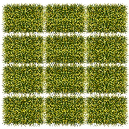 Warmiehomy Artificial Plant Wall Panels 12PCS Eucalyptus Hedge Panels Fence Privacy Screen 40x60cm 8cm Grass Wall Fence Hedge Panel for Decor Indoor Outdoor Garden