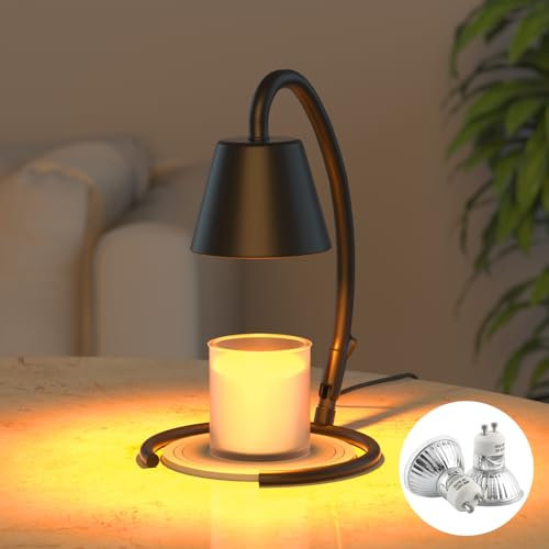 Starxing Kerzenwärmer Lampe mit 2 Bulbs, Dmmbare Duftlampe für Kerzen in Gläsern, Timer Candle Warmer mit Untersetzer, Geschenk für Heimdekoration