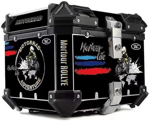 Motorradkoffer Aluminium Topcase Rollerkoffer 45L Helmkoffer Gepäckträger Koffer Mit Sicherheitsschloss Reise Heck Koffer Für Roller, Motorrad, Mofa Quad B