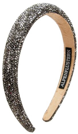Alpenflüstern Trachten-Haarreif Glitzer breit - Damen Haarschmuck, Haarband rutschfest fürs Dirndl (grau) ADV149