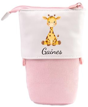 Personalisierte Federmäppchen Mädchen Teleskopisch Stifte Mäppchen Mit Name Geschenke Für Mädchen Junge Federmäppchen Kinder Standmäppchen Federtasche Tier Reißverschluss Stifteköcher (A - Rosa)
