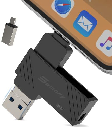 Chiavetta usb per iphone,Pen drive 128gb,Chiavetta usb OTG Pen Drive Tipo C 4 in 1 metallo pennetta memoria stick per PC,Laptop,Smartphone,USB 3.0 Photo Stick for phone (Nero, 128GB)
