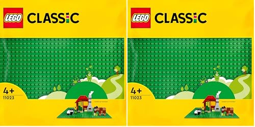 LEGO 11023 Classic Green Baseplate, Square 32x32 Stud Building Grass Base, Build and Display Board Set (Pack of 2)