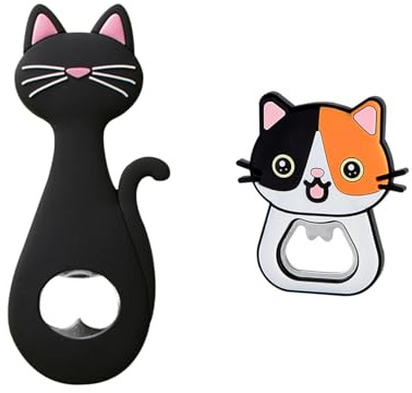 CHROMACRAFT 2 Apribottiglie per Gatti Carini, Apribottiglie A Forma di Animale, Adesivi per Frigorifero Magnetici per Cartoni Animati, Forniture da Cucina Creative.