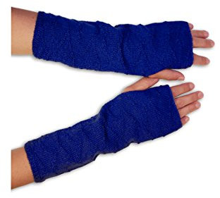 Posh Gear Damen Alpaka Handstulpen aus 100% Alpakawolle, blau