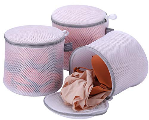 Kimmama Sacchetti lavabili in lavatrice per reggiseno, Sacchetto lavanderia in mesh sandwich per proteggere la forma della biancheria intima in lavatrice, Pacco da 3