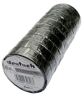 10er Set deetech ETB-19 Zumbelband/Isolierband - 19mm x 25m Rolle, schwarz