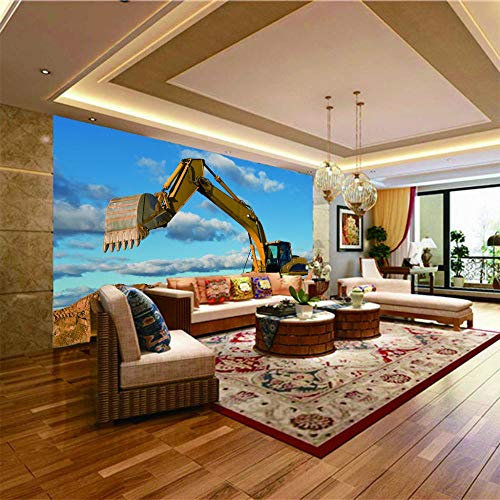 Smhcha Fototapete 3D Effekt Bagger Vlies Wand Tapete Benutzerdefinierte Motivtapeten Hd Wohnzimmer Kinderzimmer Wandbild Fotomural 200Cmx175Cm