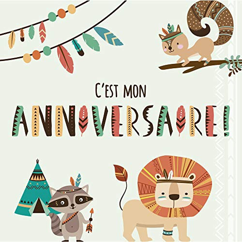 Clairefontaine 20035C – ein Einladungs-Set zum Geburtstag, bestehend aus 8 einfachen Karten 11,6 x 11,6 cm + 8 Umschlägen 12 x 12 cm, Indianer