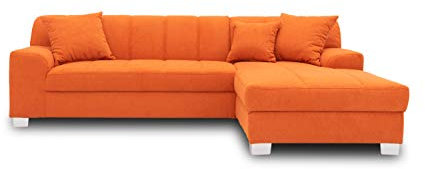 DOMO. collection Ecksofa Capri, Sofa in L-Form mit Schlaffunktion, Couch, Polsterecke, Eckcouch, Schlafsofa 239 x 152 x 75 cm (BxTxH), orange