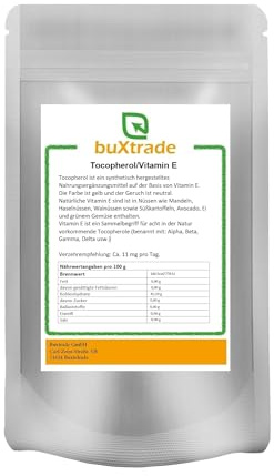 Vitamin E Pulver | Tocopherol | Nahrungsergänzungsmittel | Buxtrade verschiedene Größen (2x500 g)