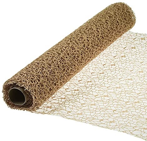 Tischband in Netzoptik 4,5x0,5m Tischläufer Dekorationsband Floristikband Farbwahl, Farbe:beige