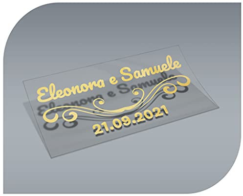 Autocollants vintage transparents personnalisables avec nom et date pour invitations à un mariage, un baptême, des fiançailles, une communion, un anniversaire, Noël et d’autres réceptions Modèle 3