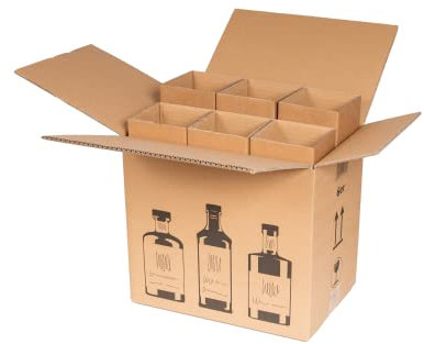 Gin Versandkarton 6er - Flaschenversandkarton für sechs Flaschen Gin - stabile Versandkartons 20 Stück