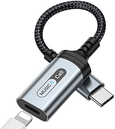 USB C to Lightning Audio Adapter for Apple iPad Pro 10 iPhone 16 16e 15 Pro Max, Type C Male to Female MFi Certified Lightning Headphone Earphones Converter for iPad Air Mini 6 MacBook Connector Grey