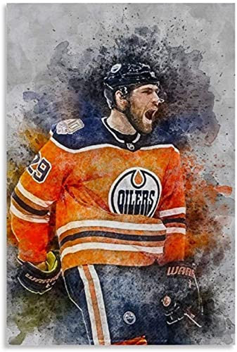 GPEIHANG Leinwand Bilder Kunst Leon Draisaitl Eishockey Bild 2 Malerei Poster Druckt Gedruckte 23.6x35.4(60x90cm) Kein Rahmen