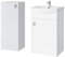 Planetmöbel Badmöbel Set Waschtisch mit Unterschrank 45 x 60 x 33 cm mit Midischrank 32 x 75 x 23 cm für Badezimmer, Gäste WC & Bad, Weiß